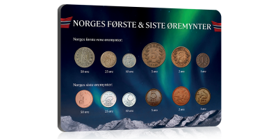 Norges første og siste øremynter - komplett rekke